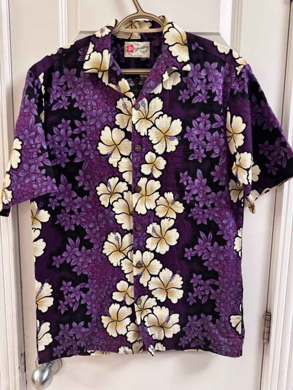 Men's Purple Floral Short-Sleeve Button-Down Shirt by The Hawaiian Original.